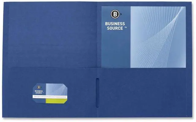 Alt view image 3 of 13 - Business Source 2-Pocket Folders 125 Sht Cap Letter 12"x9" 25/BX D.BLUE 78492