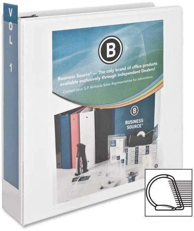 Alt view image 8 of 11 - Business Source D-Ring Binder w/ Pockets 2" Capacity White 28442