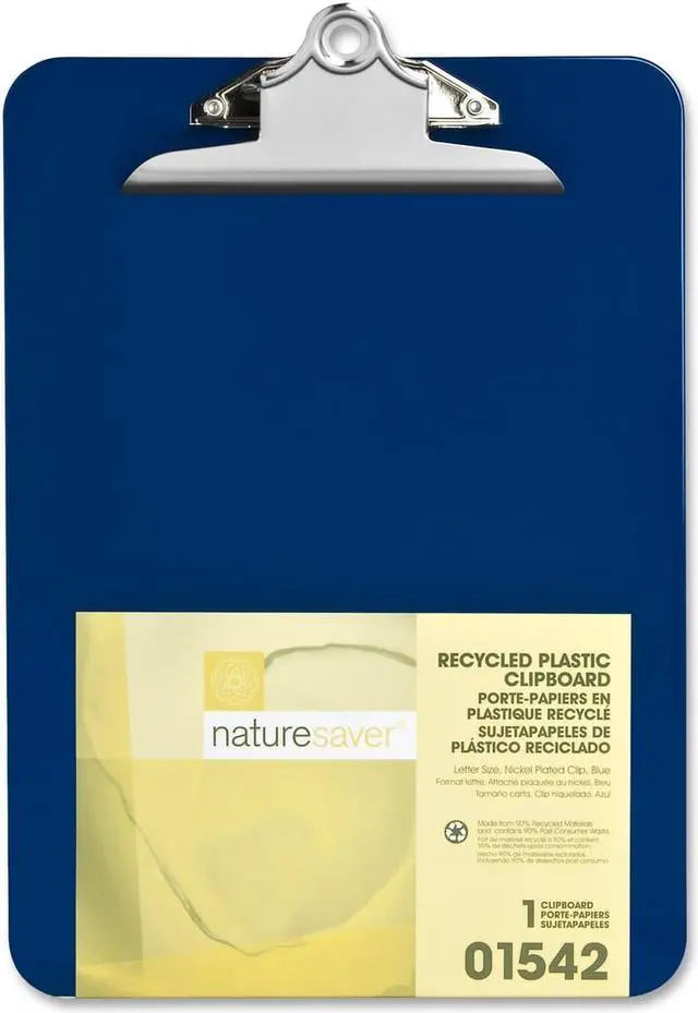 Alt view image 4 of 6 - Nature Saver Plastic Clipboard Recycled 1" Cap 9"x12" Blue 01542