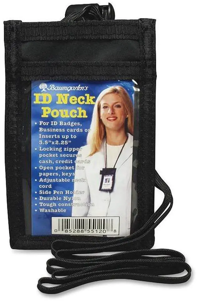 Alt view image 4 of 12 - Baumgartens BAU55120 Sicurix ID Neck Pouch, Vertical, 3 3/4 x 9, Black, 1Each