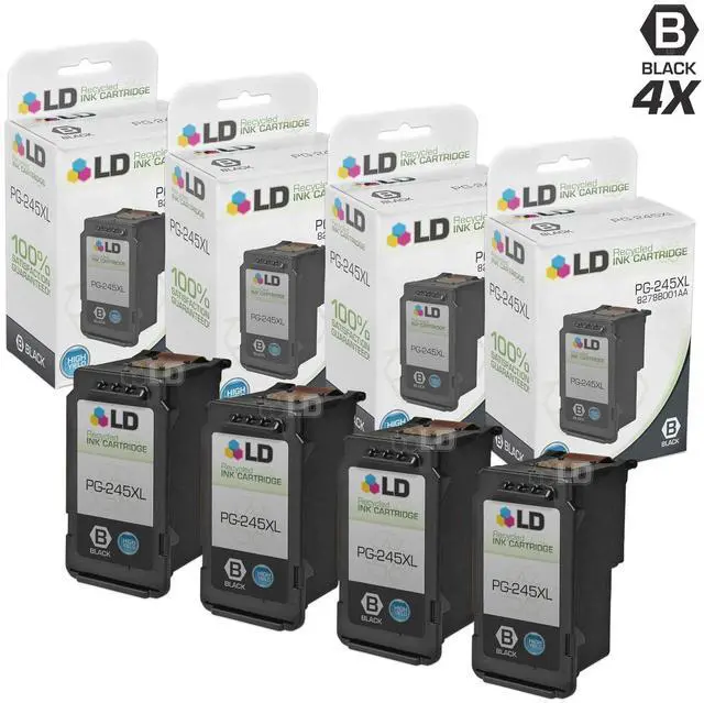 Main image of LD © Remanufactured Replacements for Canon PG-245XL / 8278B001AA 4PK HY Black Ink Cartridges for use in Canon PIXMA iP2820, MG2420, MG2520, MG2920, MG2922, MG2924, & MX492 Printers