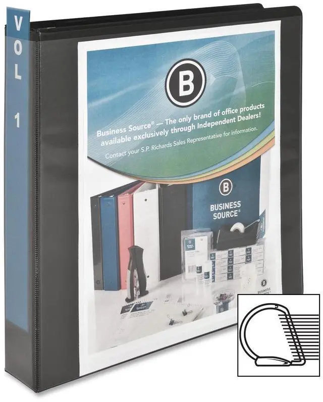 Alt view image 4 of 10 - Business Source D-Ring View Binder 1-1/2" Capacity 11x8-1/2" Black 28447