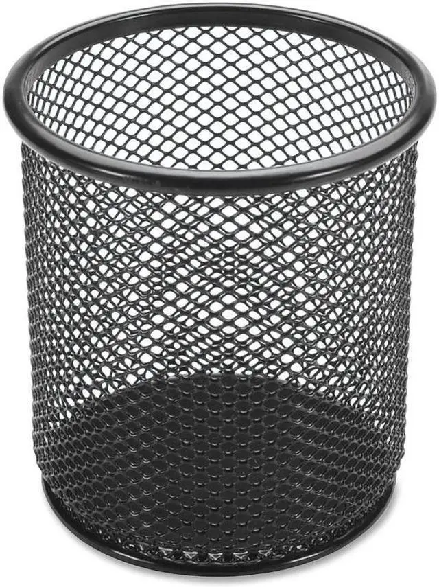 Alt view image 3 of 13 - Lorell Steel Pencil Cup 3-1/2"x3-7/8" Black Mesh 84149