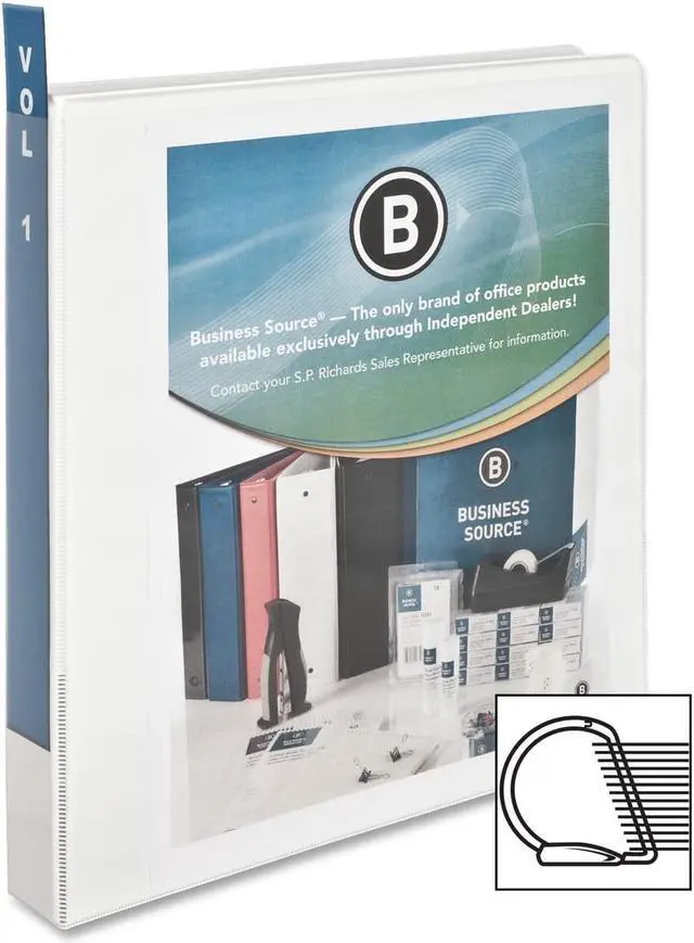 Alt view image 4 of 6 - Business Source D-Ring Binder w/ Pockets 1" Capacity White 28440