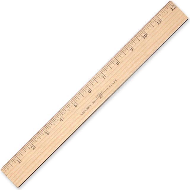 Westcott Wood Ruler, Metric and 1/16 Scale with Single Metal Edge