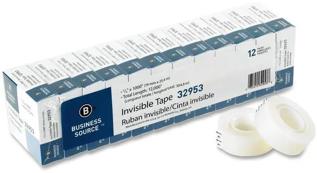 Alt view image 3 of 12 - Business Source Invisible Tape Value Pk 1" Core 3/4"x1000" 12/PK Clear 32953