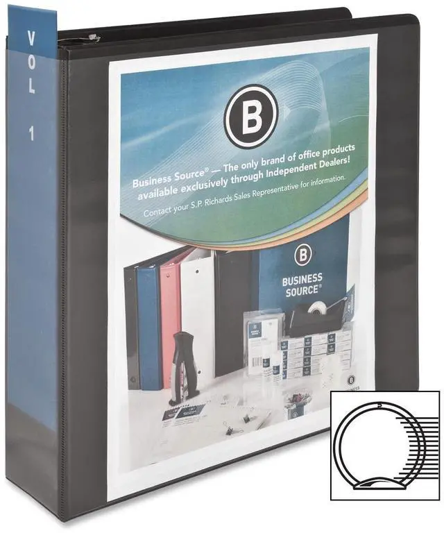 Alt view image 6 of 12 - Business Source View Binder w/ 2 Inside Pockets 3" Capacity Black 09958