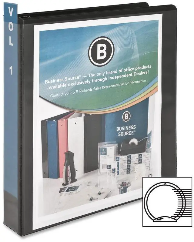 Alt view image 7 of 11 - Business Source View Binder w/ 2 Inside Pockets 1-1/2" Capacity Black 09954