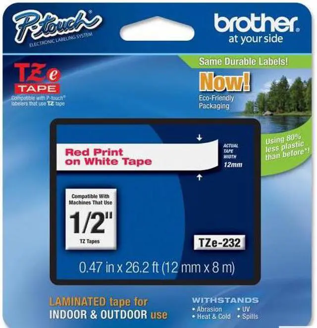 Alt view image 9 of 20 - Brother P-touch TZe Laminated Tape Cartridges - 1/2" Width x 26 1/5 ft Length - Rectangle - White - 1 / Each  BRTTZE232
