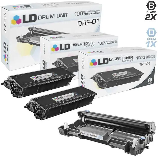 Main image of LD © Compatible Replacements for Konica Minolta Set of 3 Includes: 2 TNP24 High Yield Black Laser Toner Cartridges, and 1 DRP01 Laser Cartridge Drum Unit