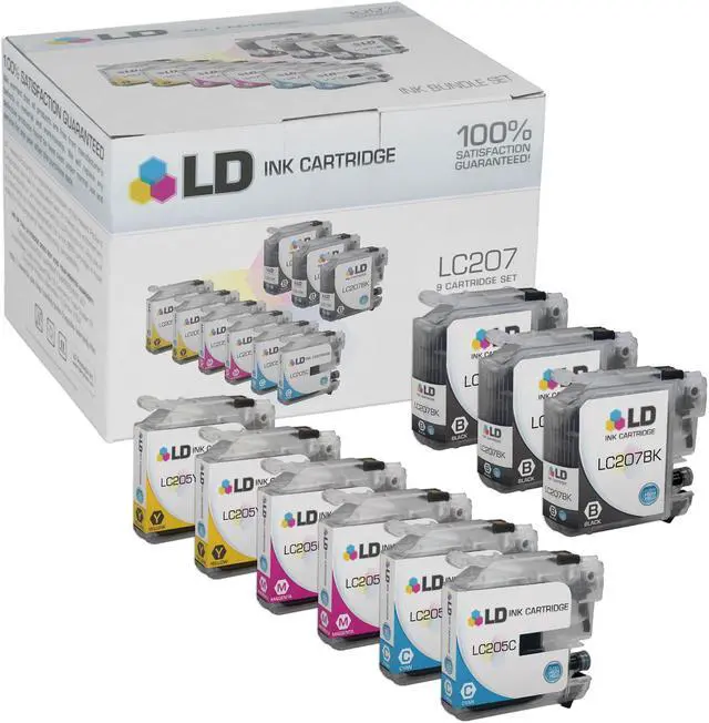 Main image of LD © Compatible Replacements for Brother LC205/LC207 9PK Ink Cartridges: 3 LC207BK Black, 2 LC205C Cyan, 2 LC205M Magenta, & 2 LC205Y Yellow for MFC J4320DW, J4420DW, & J4620DW