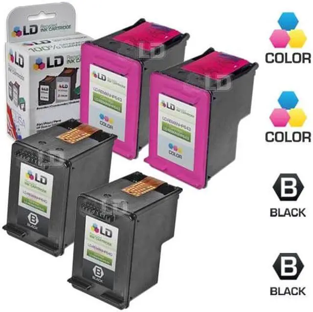 Main image of LD © Remanufactured Ink Cartridge Replacements for HP CC640WN (HP 60) Black and HP CC643WN (HP 60) Color (2 Black and 2 Color)
