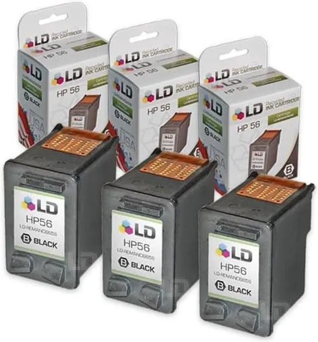 Main image of LD Products Remanufactured Ink Cartridge Replacement for HP 56 C6656AN (Black, 3-Pack) Compatible with Deskjet 450 450cbi 450ci 450wbt 5150 5150v 5150w 5151 5550 5550v