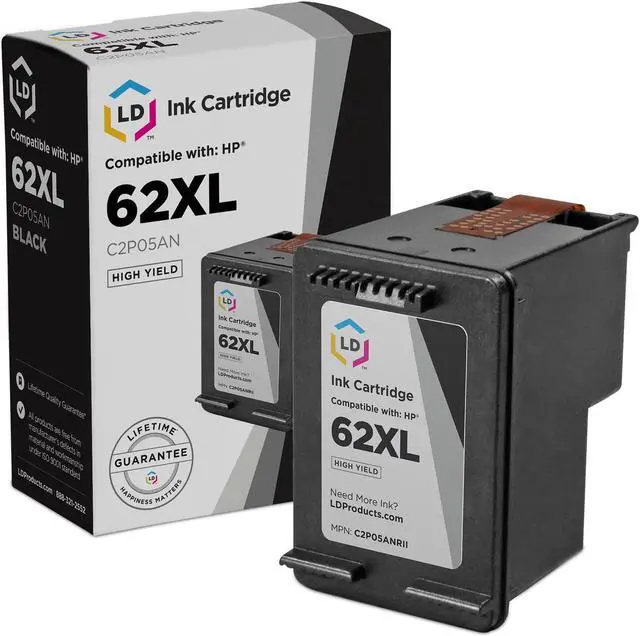 Alt view image 2 of 3 - LD © Remanufactured Replacements for Hewlett Packard 62XL 3PK Ink Cartridges:2 C2P05AN Black,& 1 C2P07AN Color for ENVY 5640, 5642, 5643, 5644, 5646, 5660, 7640, 7645, OfficeJet 5740, 5742,& 5746