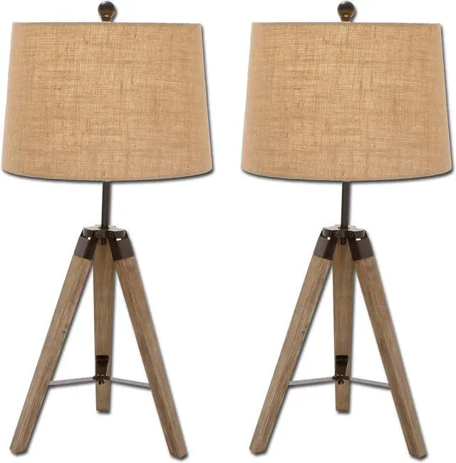 Main image of Urban Designs Weathered Wooden Tripod Table Lamps - Set of 2