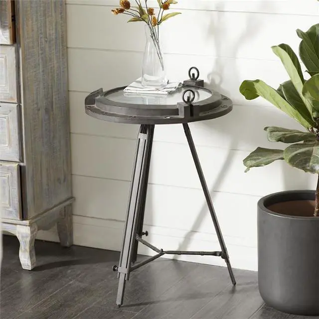 Alt view image 4 of 4 - Urban Designs Industrial Porthole Metal Round Clock Coffee and End Table