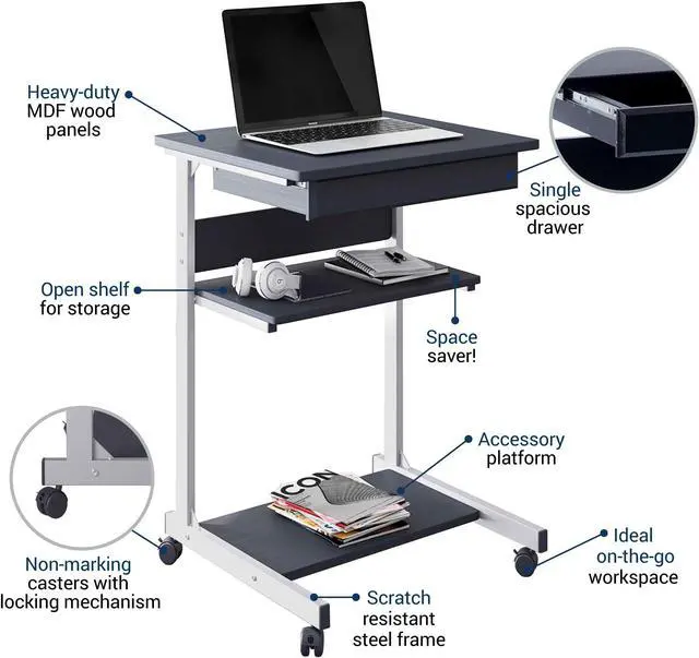 Alt view image 5 of 6 - Urban Designs Rolling Laptop Cart with Storage