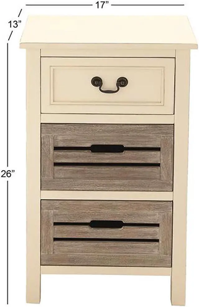Alt view image 3 of 3 - Urban Designs Cape Cod Two-Tone 3-Drawer Storage Chest Night Stand