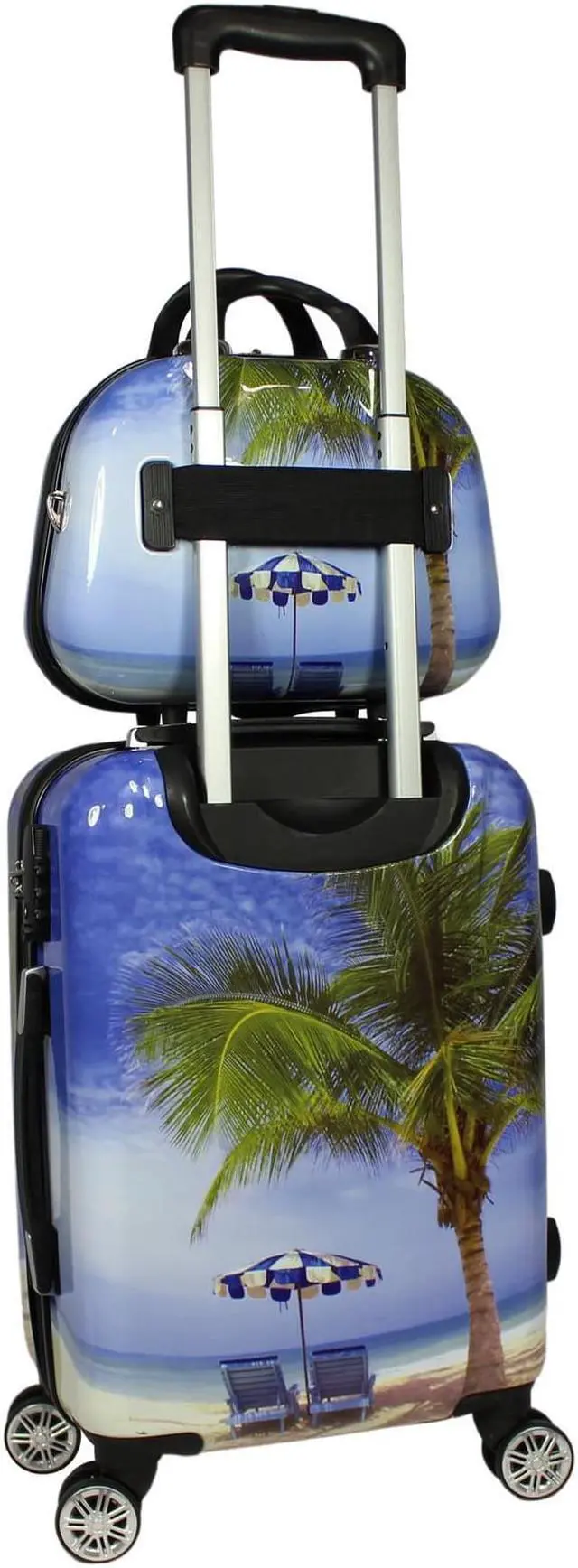 Alt view image 2 of 6 - World Traveler Palm Tree 2-Piece Hardside Carry-On Spinner Luggage Set