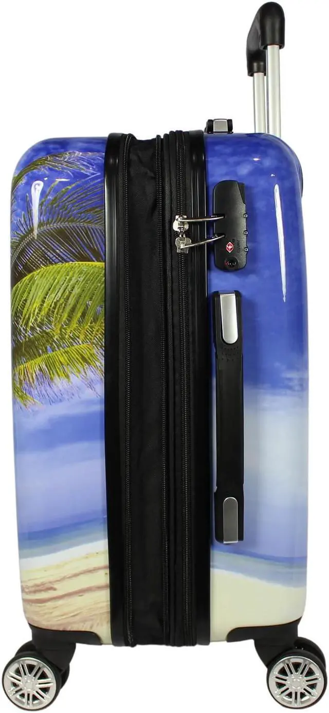 Alt view image 3 of 6 - World Traveler Palm Tree 2-Piece Hardside Carry-On Spinner Luggage Set