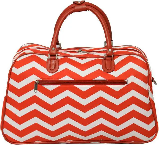 Alt view image 2 of 3 - All-Seasons ZigZag 21-inch Carry-On Shoulder Tote Duffel Bag - Orange Cream