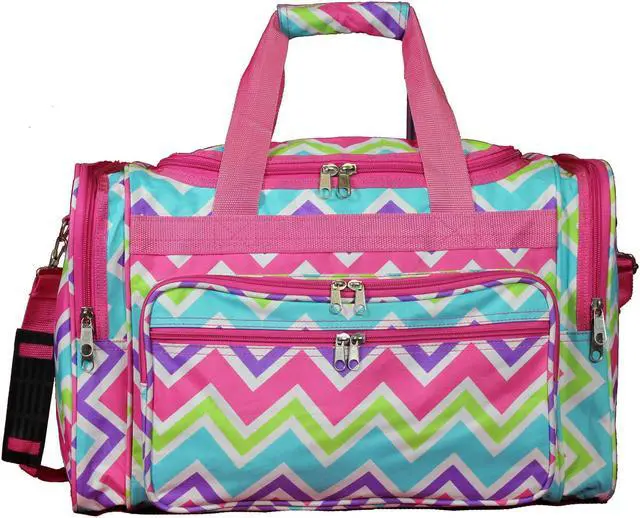 Main image of World Traveler 19-inch Carry-On Shoulder Duffel Bag - Pink Trim Chevron Multi