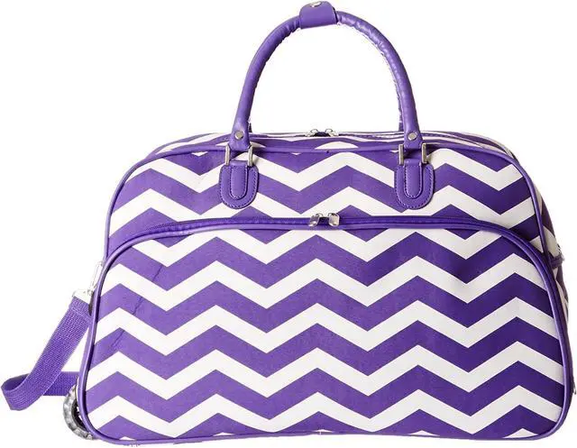 Alt view image 2 of 6 - World Traveler 21-Inch Carry-On Rolling Duffel Bag - Dark Purple Chevron