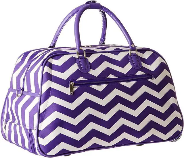 Alt view image 3 of 6 - World Traveler 21-Inch Carry-On Rolling Duffel Bag - Dark Purple Chevron