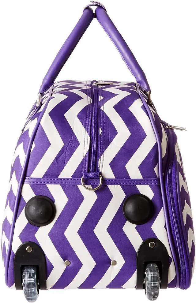Alt view image 4 of 6 - World Traveler 21-Inch Carry-On Rolling Duffel Bag - Dark Purple Chevron