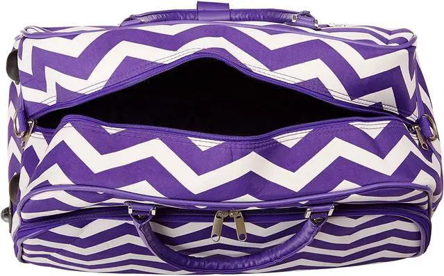 Alt view image 6 of 6 - World Traveler 21-Inch Carry-On Rolling Duffel Bag - Dark Purple Chevron