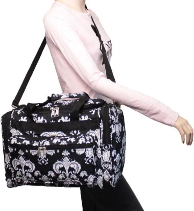 Alt view image 4 of 4 - World Traveler 19-inch Carry-On Shoulder Duffel Bag - Black White Damask II