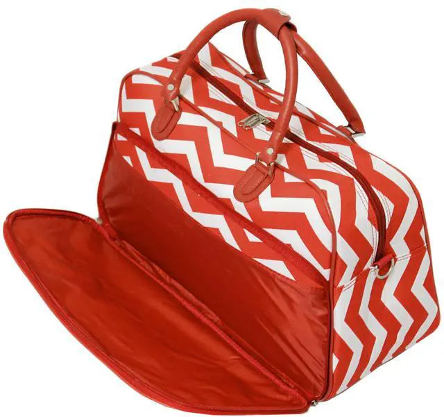Alt view image 3 of 3 - All-Seasons ZigZag 21-inch Carry-On Shoulder Tote Duffel Bag - Orange Cream