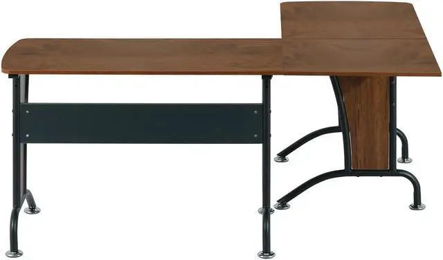 Alt view image 6 of 6 - VIP Suite Ergonomic Corner L-Shaped Computer Desk Workstation - Mahogany