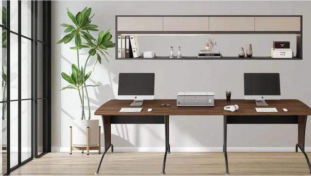 Alt view image 2 of 6 - VIP Suite Ergonomic Corner L-Shaped Computer Desk Workstation - Mahogany