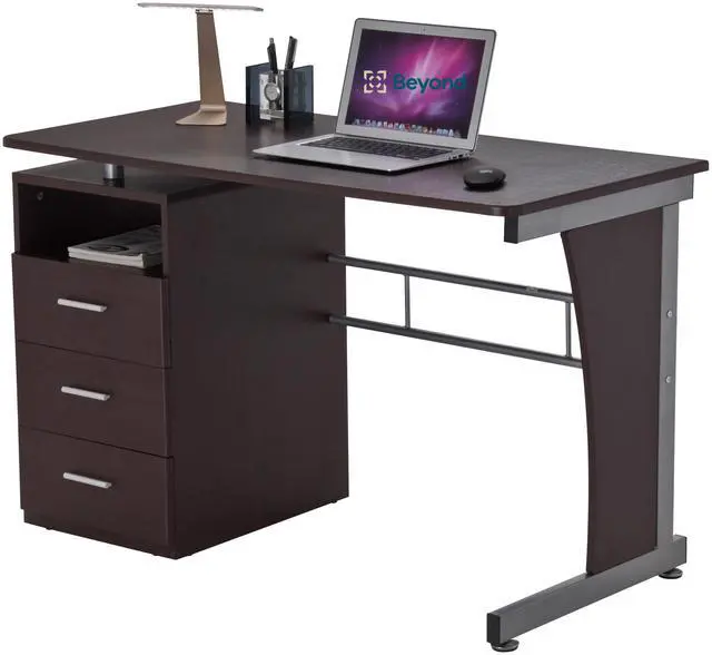 Main image of Deluxe Ergonomic Side Cabinet Compact Multifunction Computer Desk - Chocolate