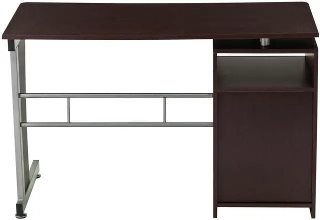 Alt view image 5 of 5 - Deluxe Ergonomic Side Cabinet Compact Multifunction Computer Desk - Chocolate