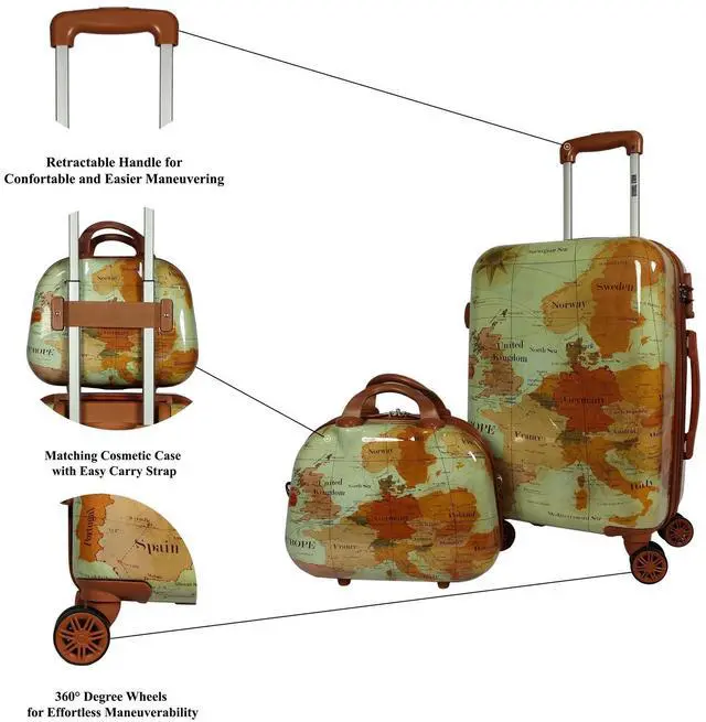 Alt view image 4 of 6 - World Traveler Europe 2-Piece Carry-On Expandable Spinner Luggage Set with TSA Lock