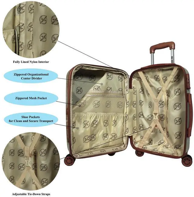 Alt view image 6 of 6 - World Traveler Europe 2-Piece Carry-On Expandable Spinner Luggage Set with TSA Lock