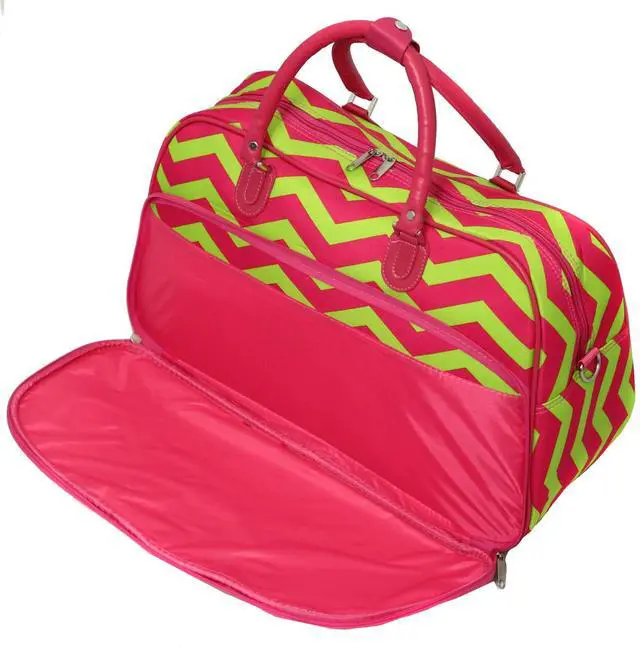 Alt view image 3 of 3 - All-Seasons ZigZag 21-inch Carry-On Shoulder Tote Duffel Bag - Pink Lemonade