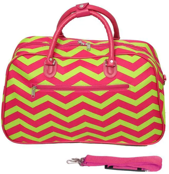 Alt view image 2 of 3 - All-Seasons ZigZag 21-inch Carry-On Shoulder Tote Duffel Bag - Pink Lemonade