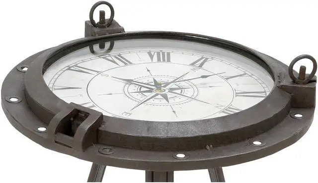 Alt view image 2 of 4 - Urban Designs Industrial Porthole Metal Round Clock Coffee and End Table