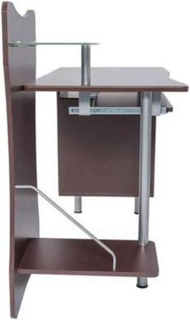 Alt view image 8 of 16 - Deluxe Stylish Ergonomic Computer Desk with Two Drawer - Chocolate