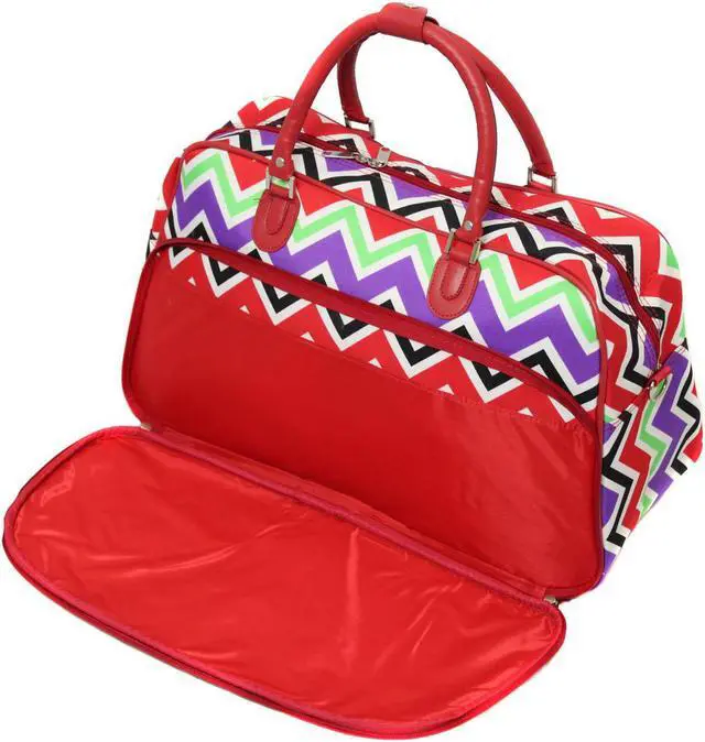 Alt view image 3 of 3 - All-Seasons New Age ZigZag 21" Carry-On Shoulder Tote Duffel Bag - Red Trim