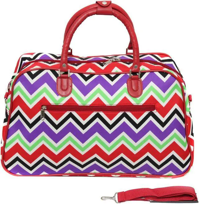 Alt view image 2 of 3 - All-Seasons New Age ZigZag 21" Carry-On Shoulder Tote Duffel Bag - Red Trim