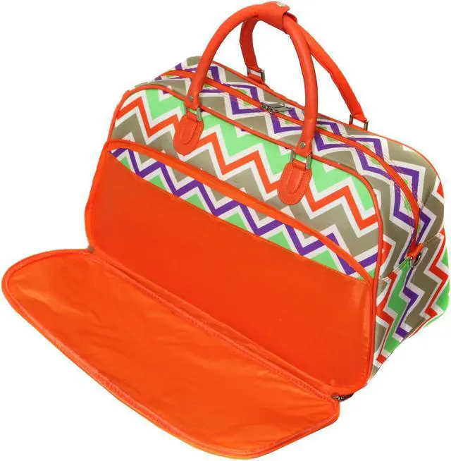 Alt view image 3 of 3 - All-Seasons New Age ZigZag 21" Carry-On Shoulder Tote Duffel Bag - Orange Trim