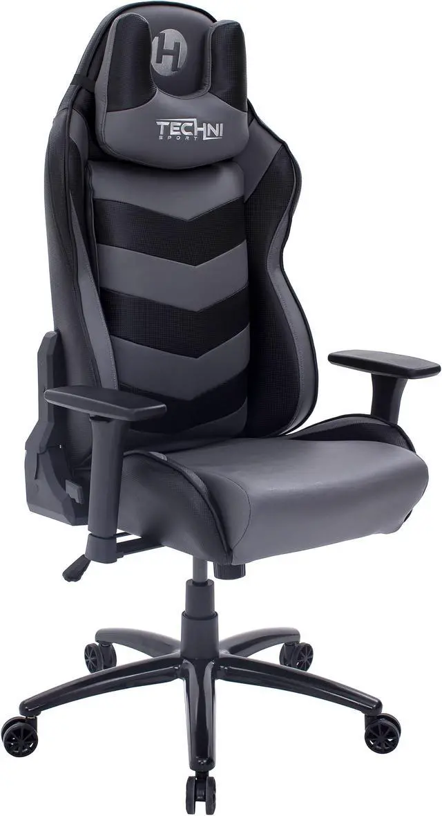 Main image of Urban Designs Chevron Ergonomic Racer Style Video Gaming Chair - Grey Black