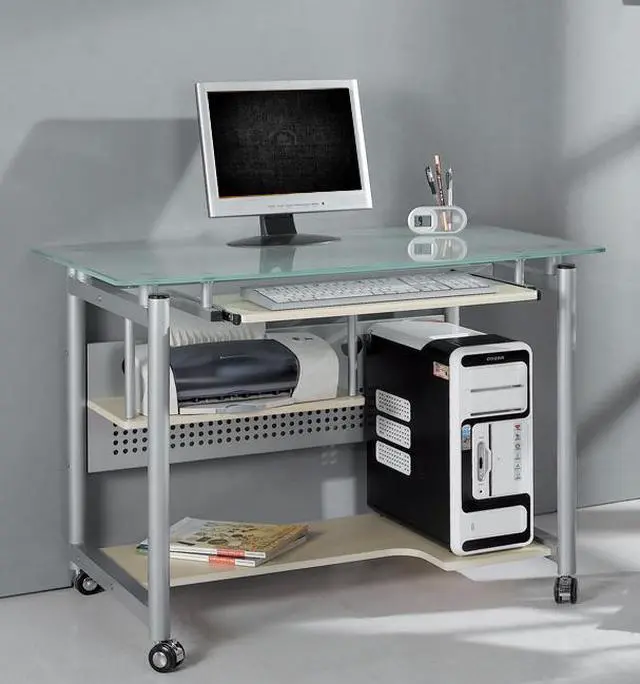 Main image of Techni Mobili Frosted Glass Top Compact Computer Workstation Desk