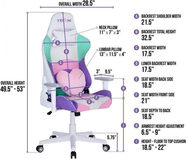 Alt view image 2 of 5 - Urban Designs Kawaii Style High-Back Ergonomic Office-PC Gaming Chair