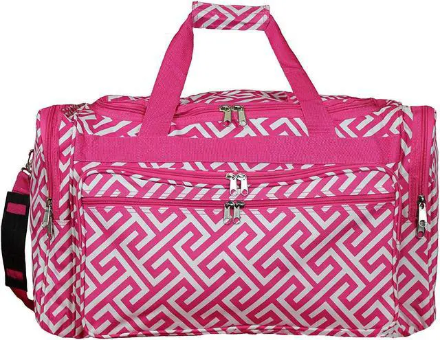 Main image of World Traveler 22-inch Travel Duffel Bag - Fuchsia White Greek Key