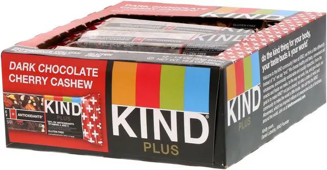 Alt view image 4 of 4 - Kind Plus Dark Chocolate Cherry Cashew + Antioxidants 12 bars
